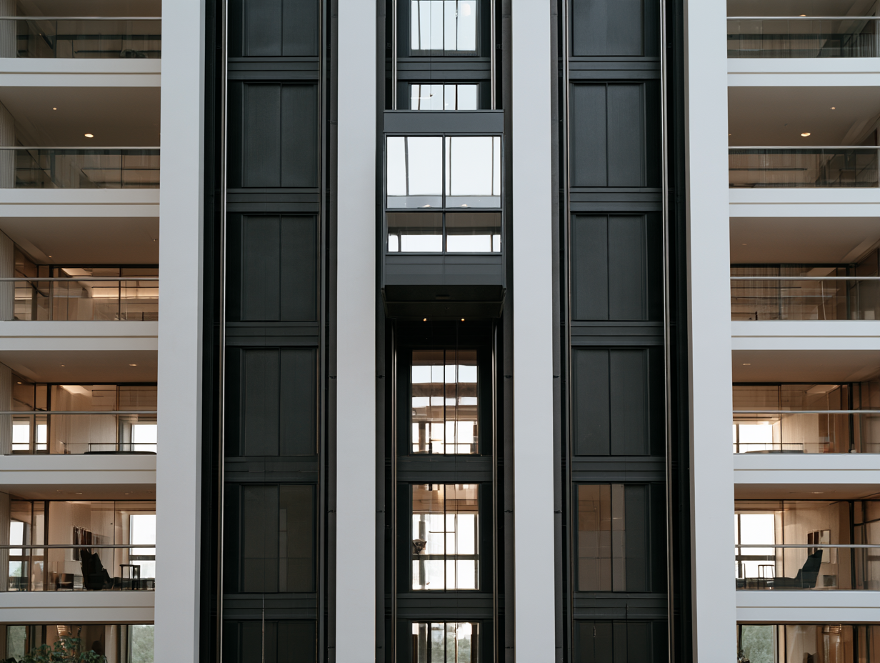 Elevator emergency systems testing during a scheduled inspection in a high-rise building